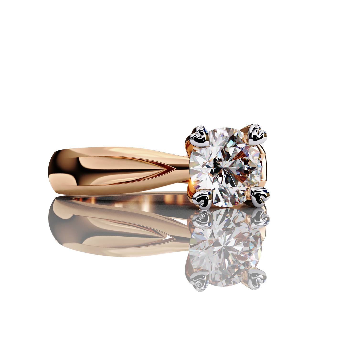 Eternal Ember Round Cut LAB Diamond Solitaire Engagement Ring ROSE GOLD