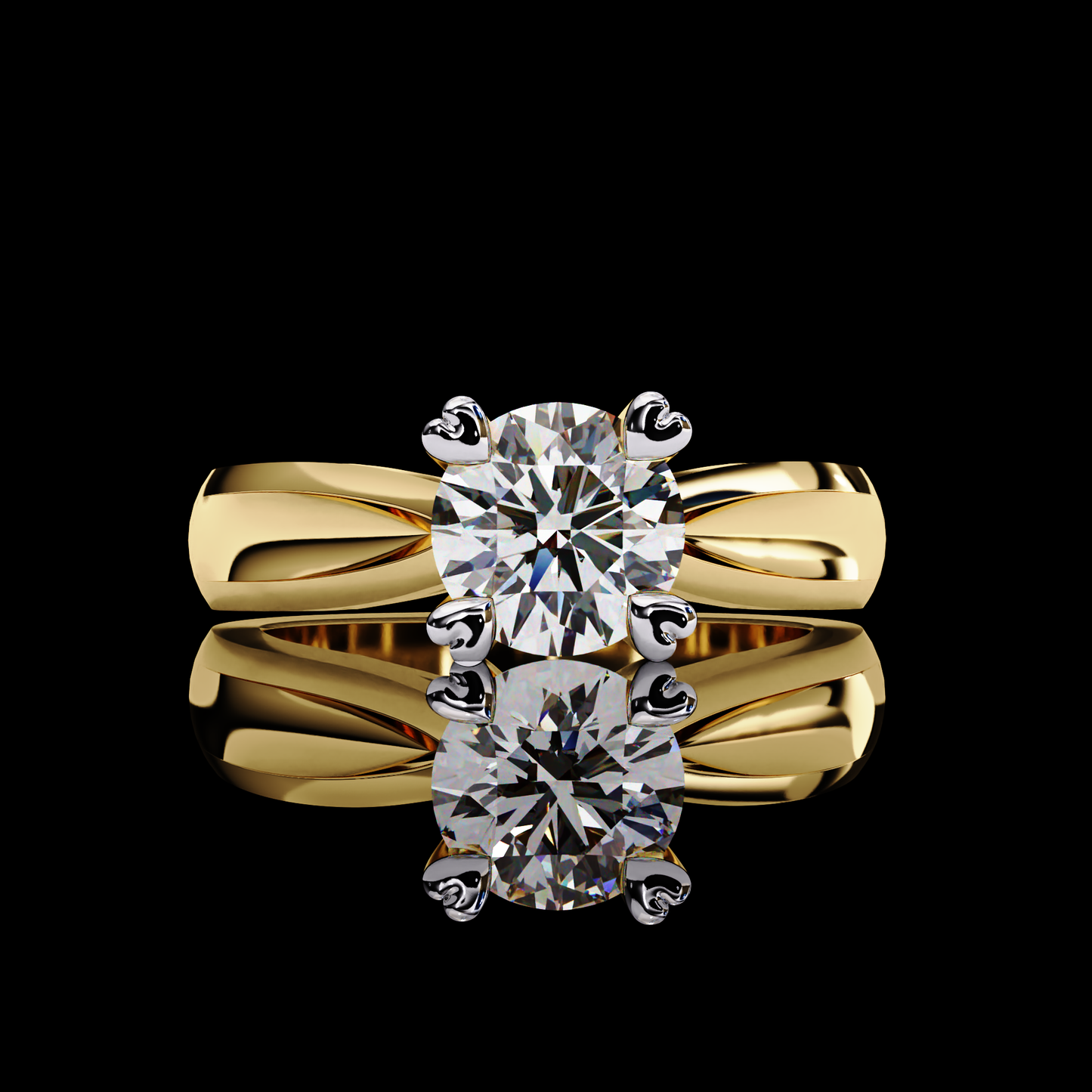 Eternal Ember Round Cut LAB Diamond Solitaire Engagement Ring GOLD