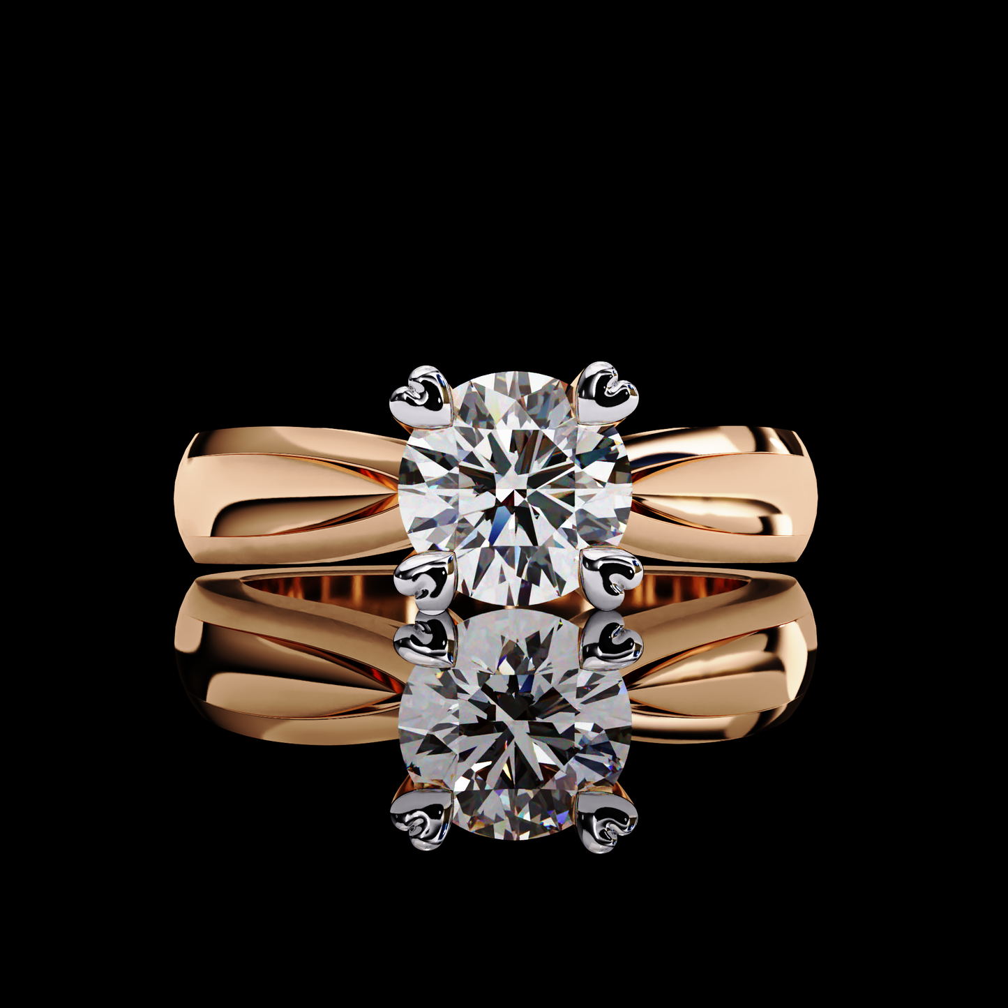 Eternal Ember Round Cut LAB Diamond Solitaire Engagement Ring ROSE GOLD