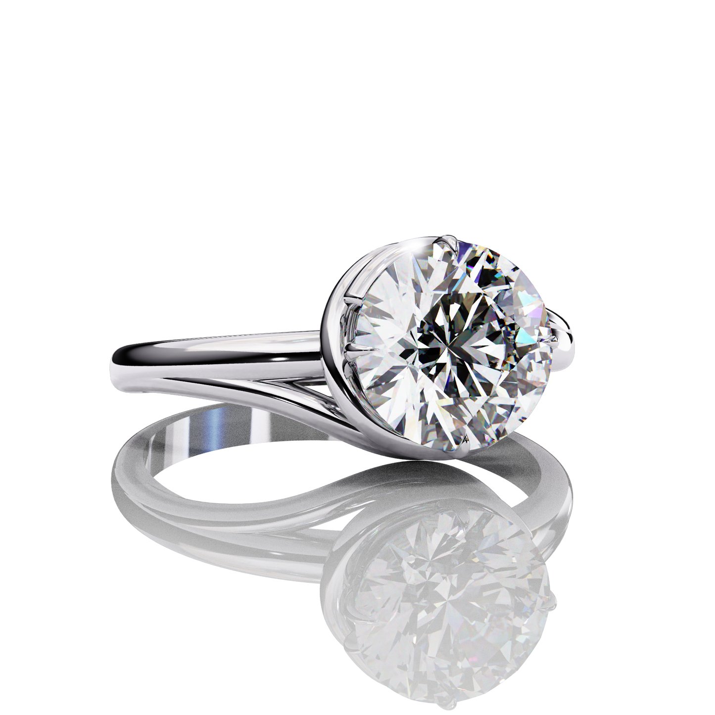 Twisted Vine Round Cut Solitaire Engagement Ring White Gold