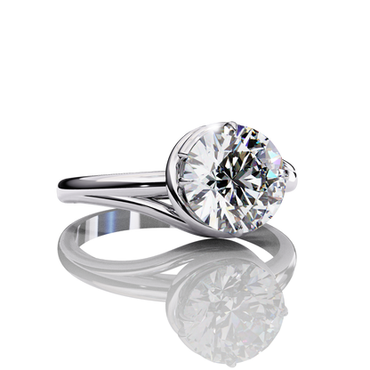 Twisted Vine Round Cut Solitaire Engagement Ring White Gold