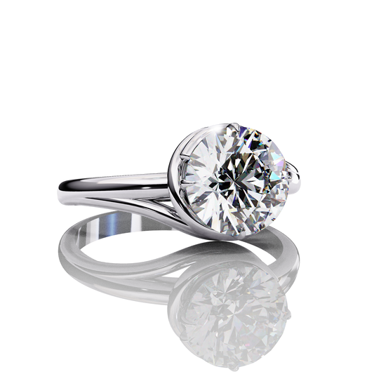 Twisted Vine Round Cut Solitaire Engagement Ring White Gold