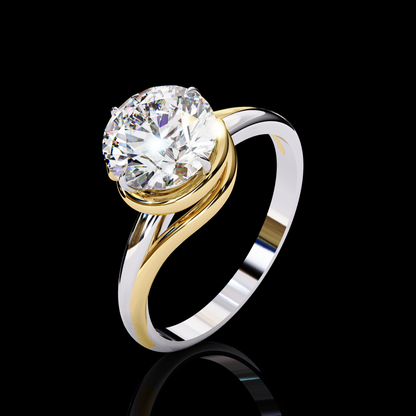 1.29ct Twisted Vine Round Brilliant Lab Grown Diamond Solitaire Ring - Gold