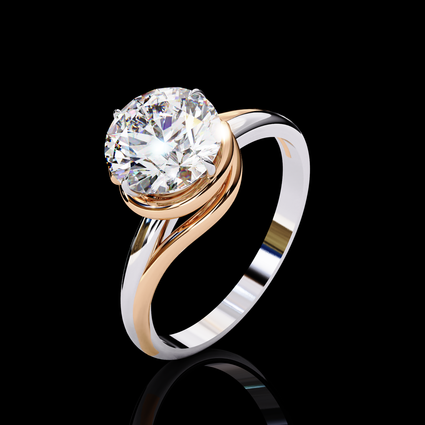 Twisted Vine Round Cut Solitaire Engagement Ring  ROSE GOLD