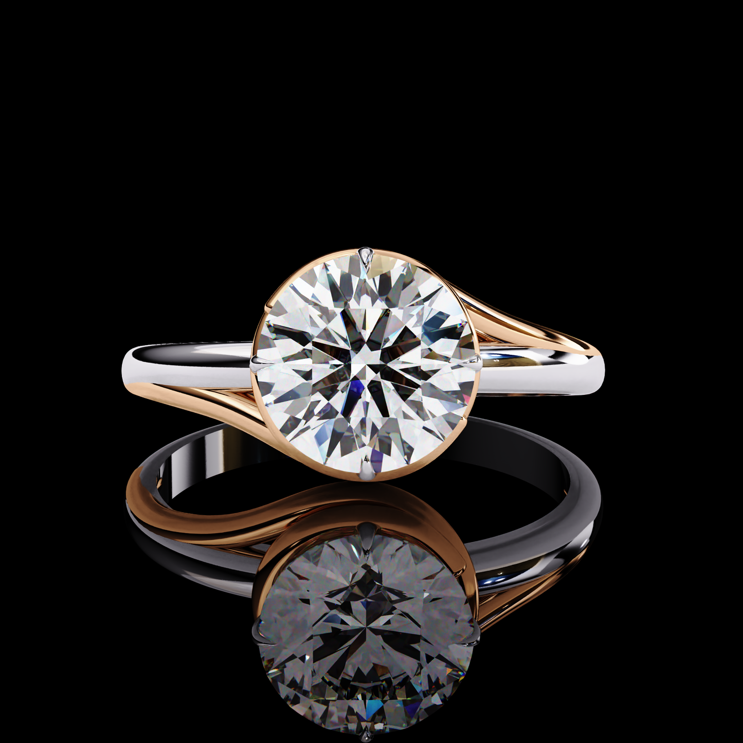 Twisted Vine Round Cut Solitaire Engagement Ring  ROSE GOLD