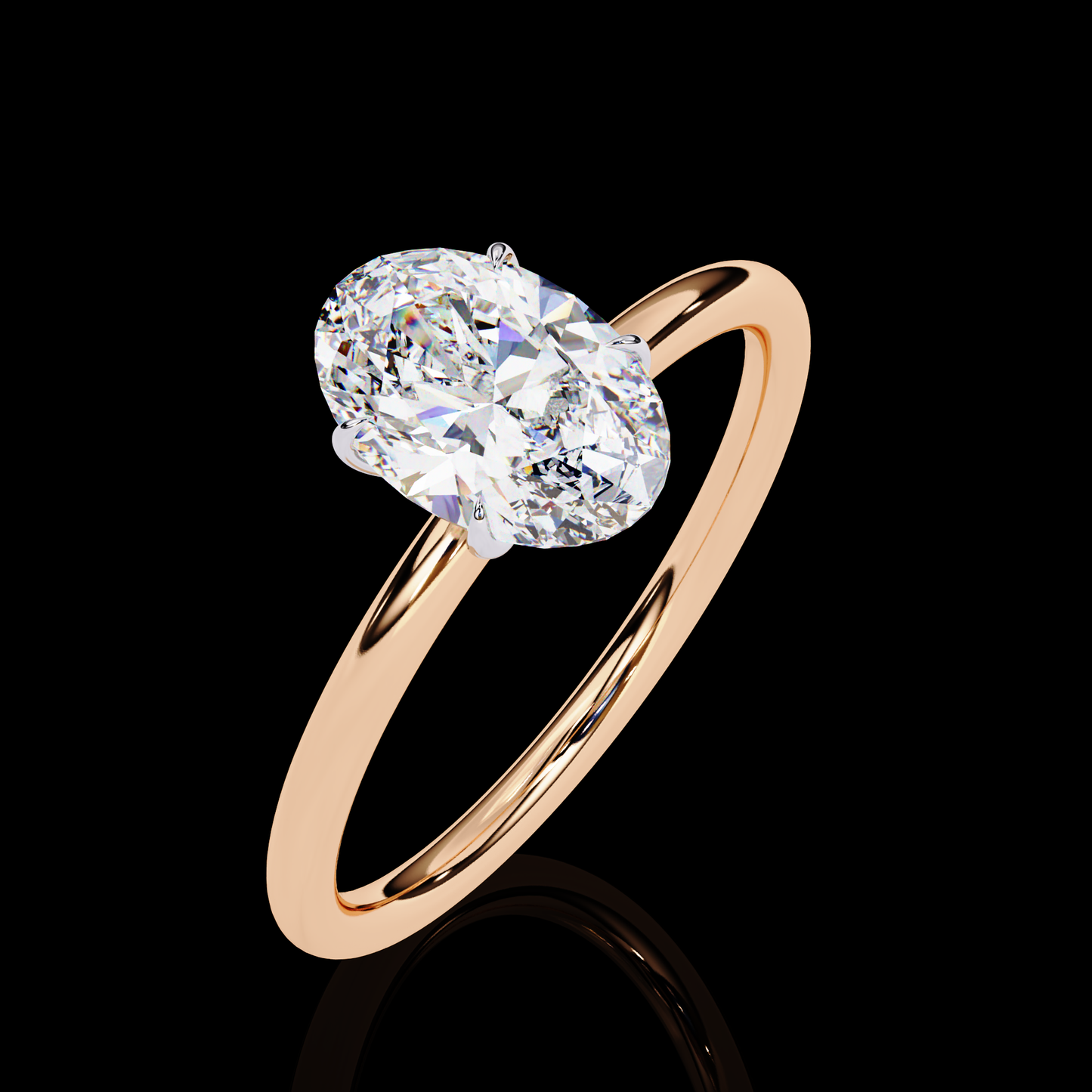 1.20 Carat Oval Cut LAB Diamond Solitaire Engagement Ring ROSE GOLD