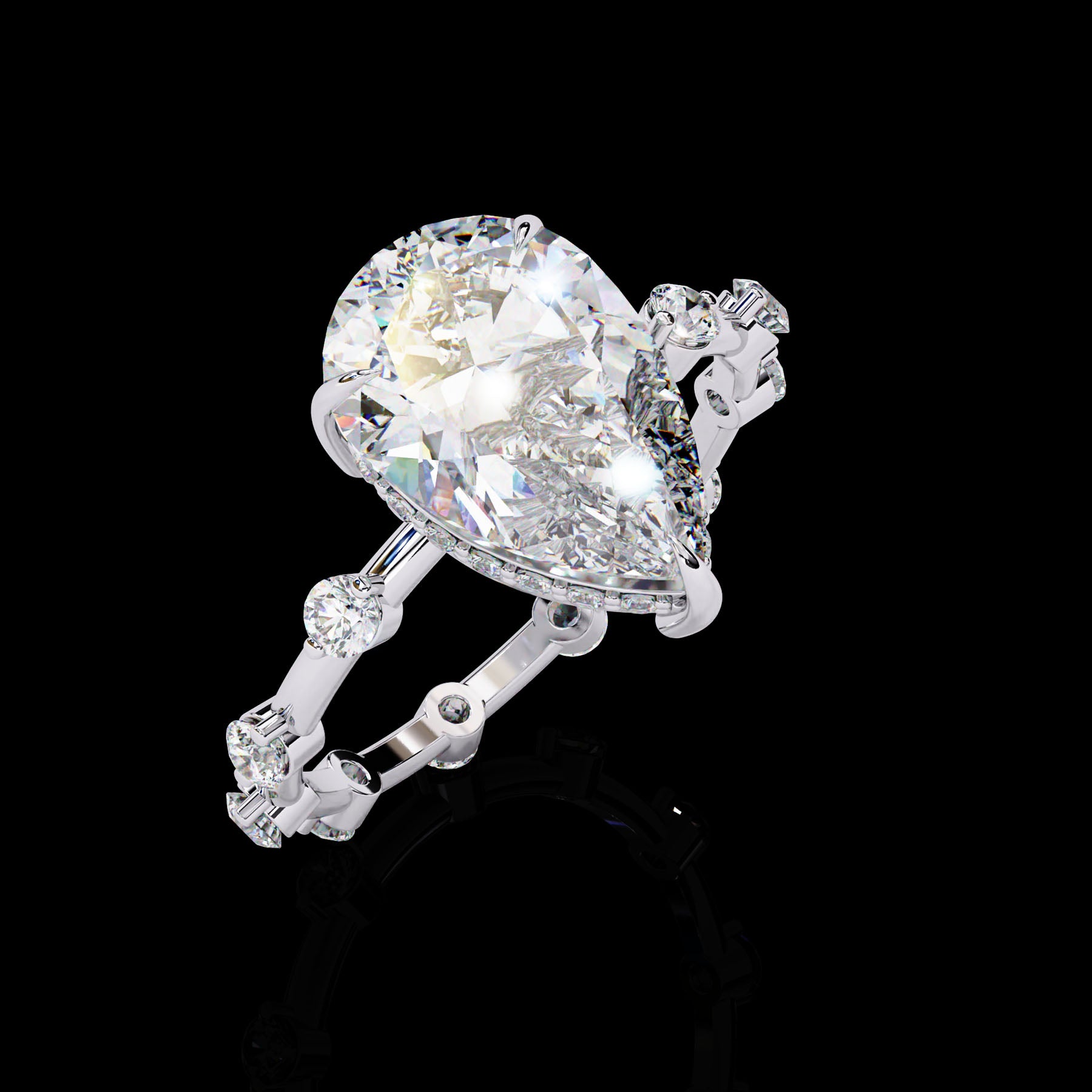 Main Stone

Color : FG
Clarity: VVS-VS

Shape: Pear

Carat Weight Main Stone : 2.96CT

Carat Weight Side Stone : 0.55CT

Type: Lab-Grown Diamond

Sku:- MP1S

JewelleMP1 Sliver