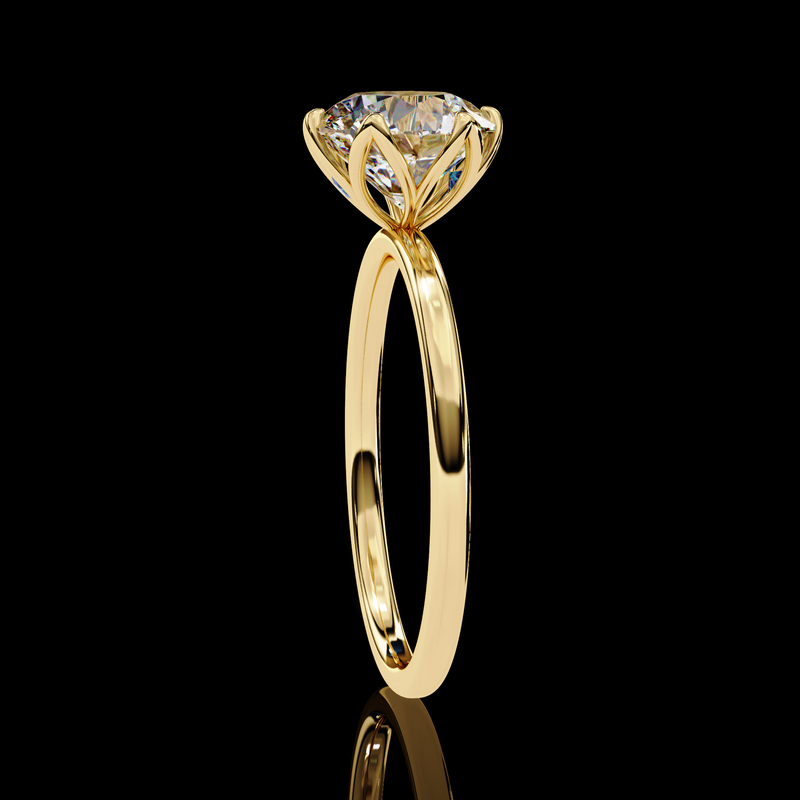 Round Cut LAB Diamond Cathedral  Solitaire Engagement Ring GOLD