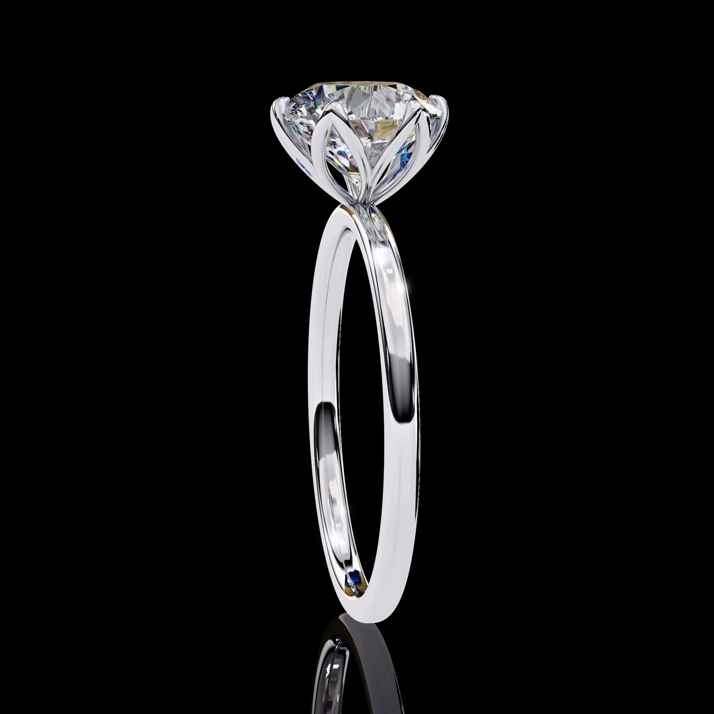 Round Cut LAB Diamond cathedral setting  Solitaire Engagement Ring White Gold