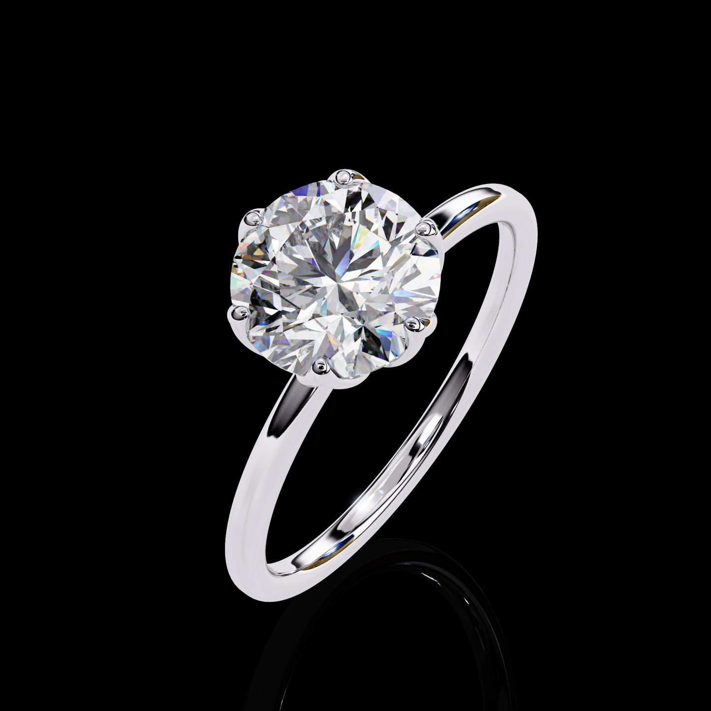 Round Cut LAB Diamond cathedral setting  Solitaire Engagement Ring White Gold