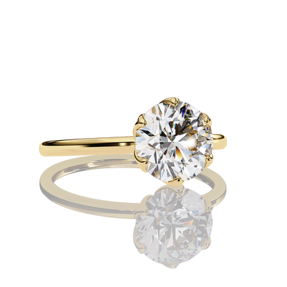 Round Cut LAB Diamond Cathedral  Solitaire Engagement Ring GOLD