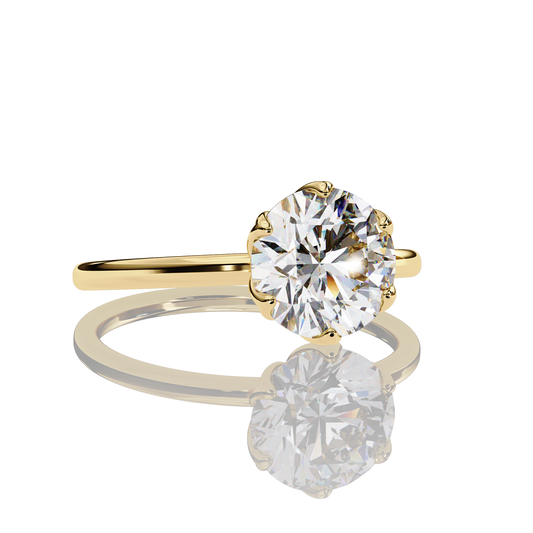 Round Cut LAB Diamond Cathedral  Solitaire Engagement Ring GOLD