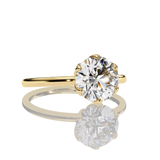 Round Cut LAB Diamond Cathedral  Solitaire Engagement Ring GOLD