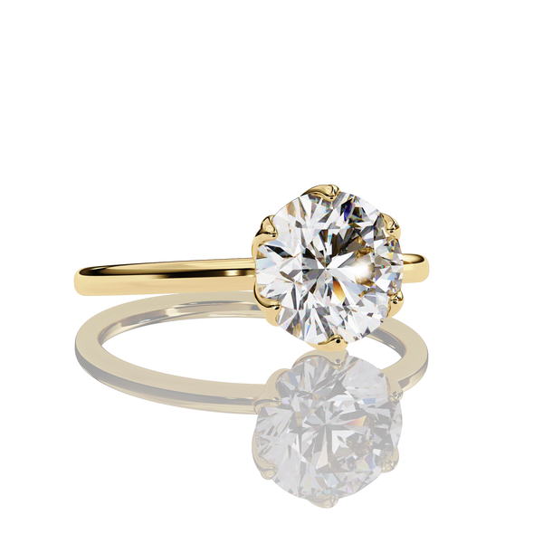 Round Cut LAB Diamond Cathedral  Solitaire Engagement Ring GOLD