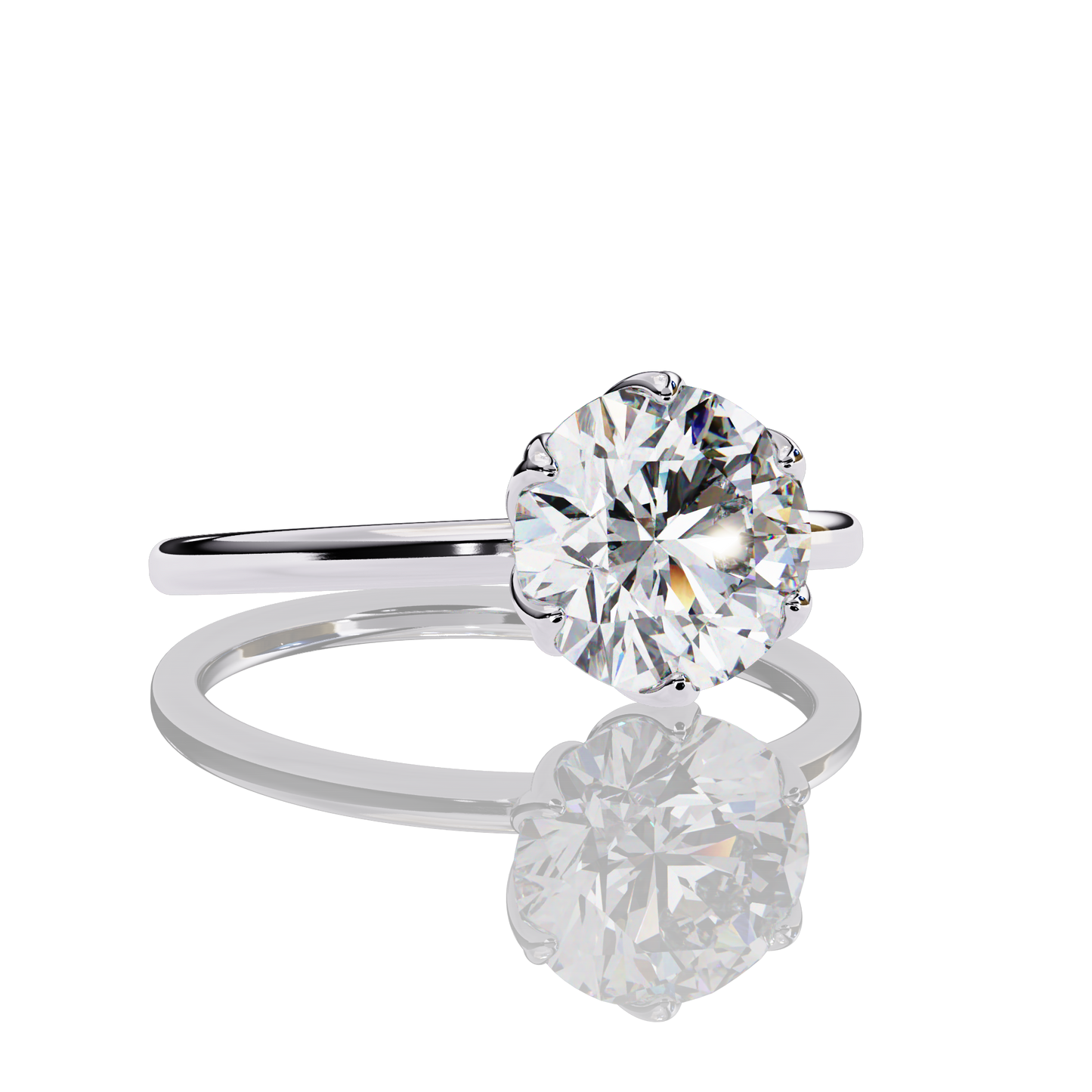 Round Cut LAB Diamond cathedral setting  Solitaire Engagement Ring White Gold