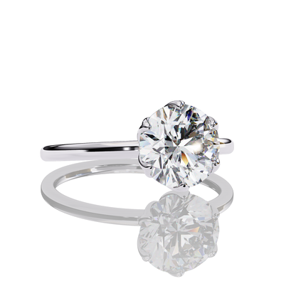 Round Cut LAB Diamond cathedral setting  Solitaire Engagement Ring White Gold