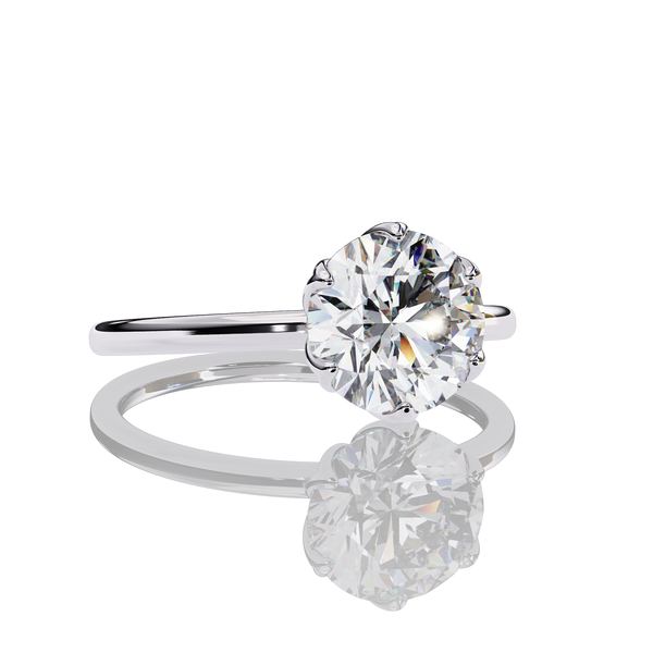 Round Cut LAB Diamond cathedral setting  Solitaire Engagement Ring White Gold