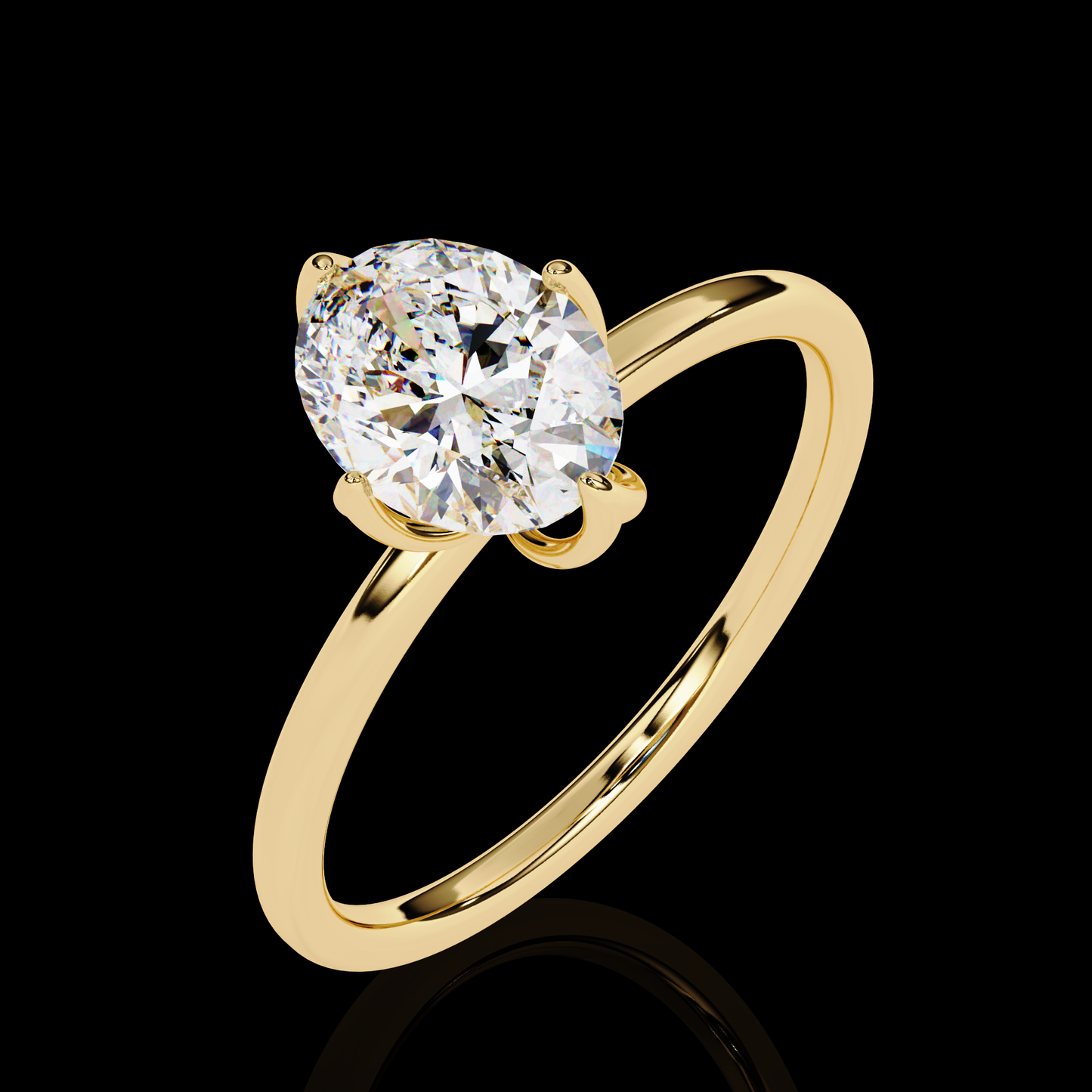 1.09 Carat Oval Cut LAB Diamond Solitaire Engagement Ring GOLD