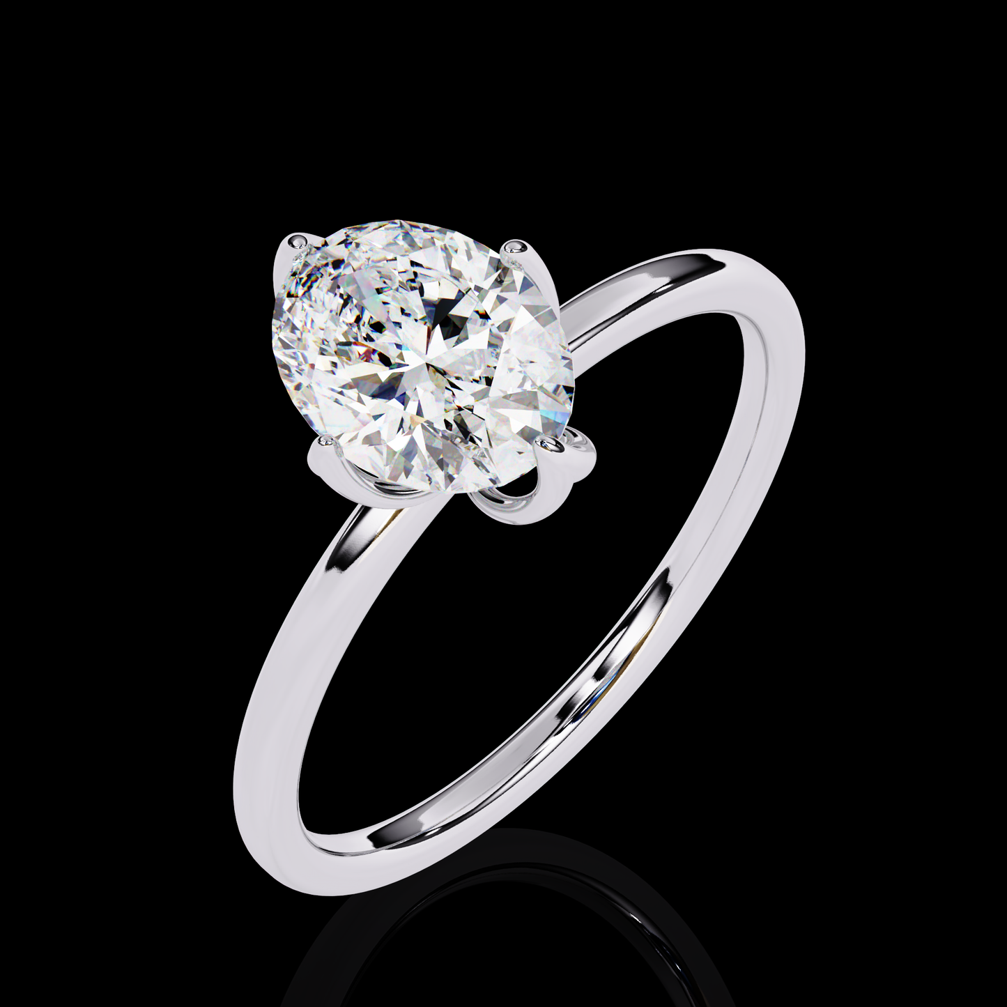 1.09 Carat Oval Cut LAB Diamond Solitaire Engagement Ring White Gold