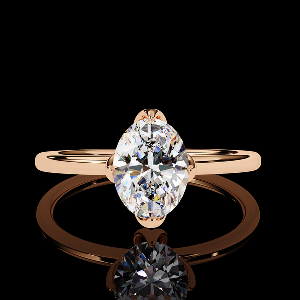 1.09 Carat Oval Cut LAB Diamond Solitaire Engagement Ring ROSE GOLD
