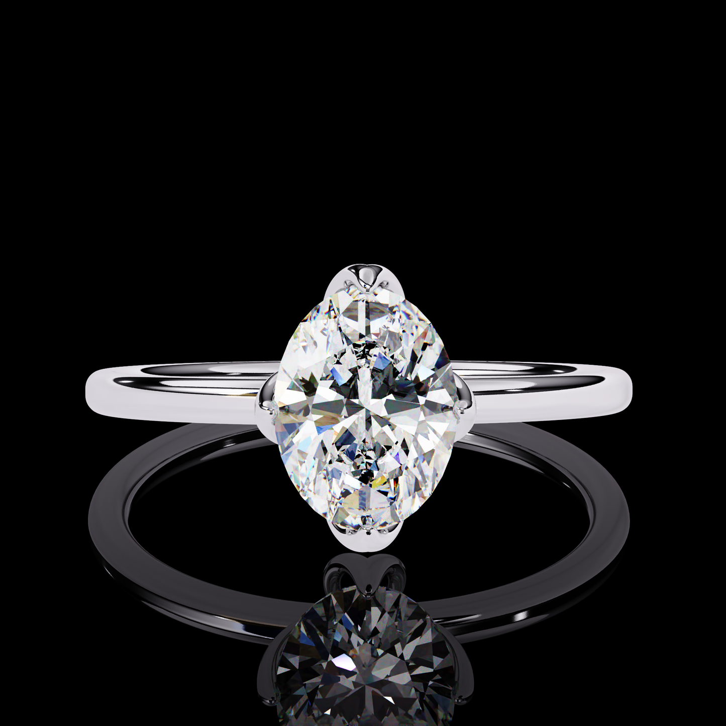 1.09 Carat Oval Cut LAB Diamond Solitaire Engagement Ring White Gold