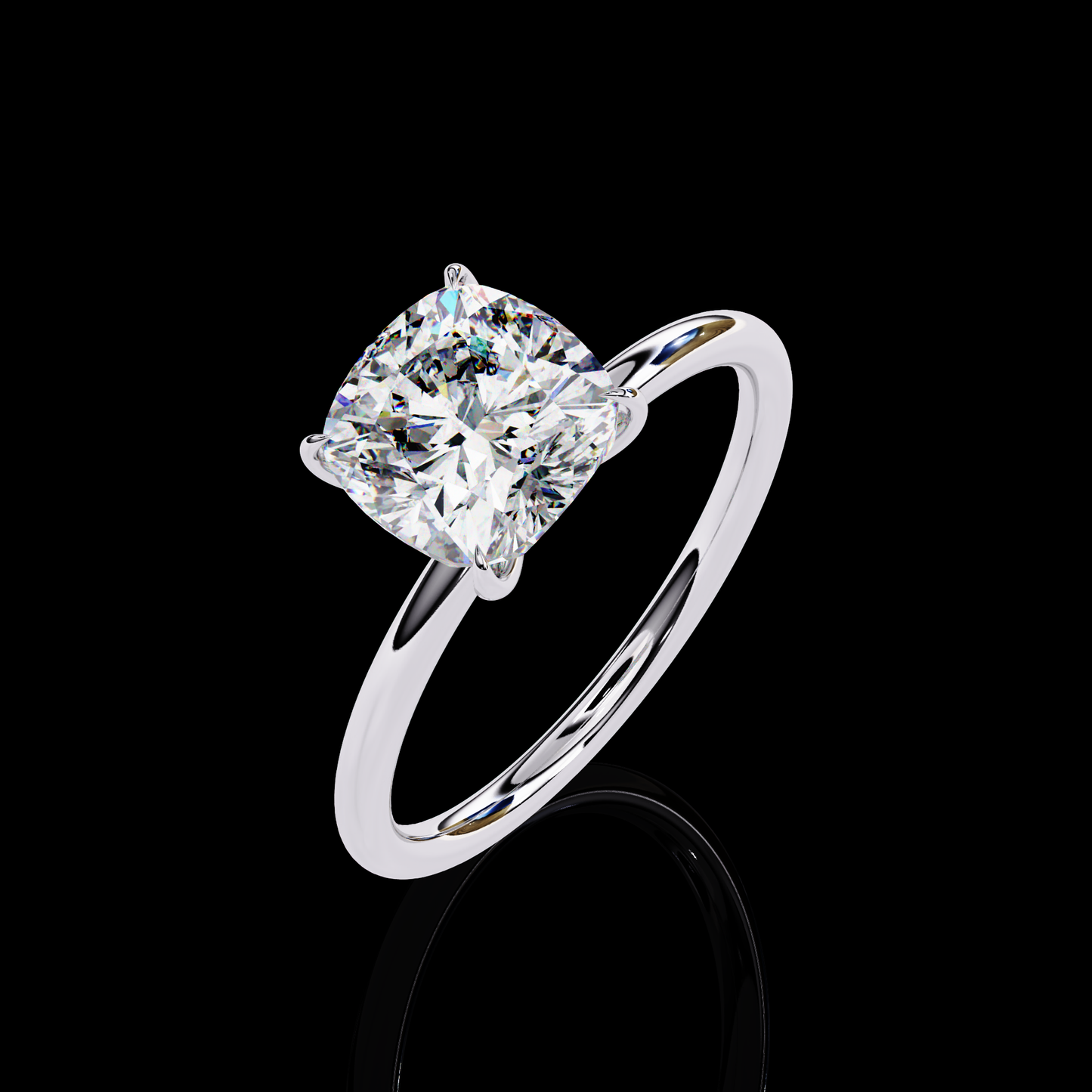 2.65 Carat Cushion Cut LAB Diamond Solitaire Engagement Ring White Gold