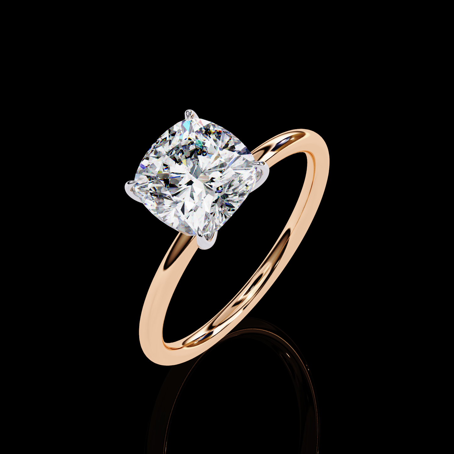 2.65 Carat Cushion Cut LAB Diamond Solitaire Engagement Ring ROSE GOLD