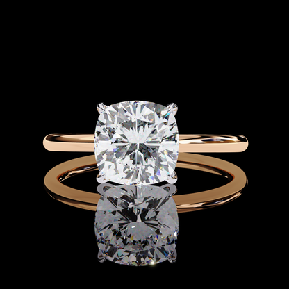 2.65 Carat Cushion Cut LAB Diamond Solitaire Engagement Ring ROSE GOLD