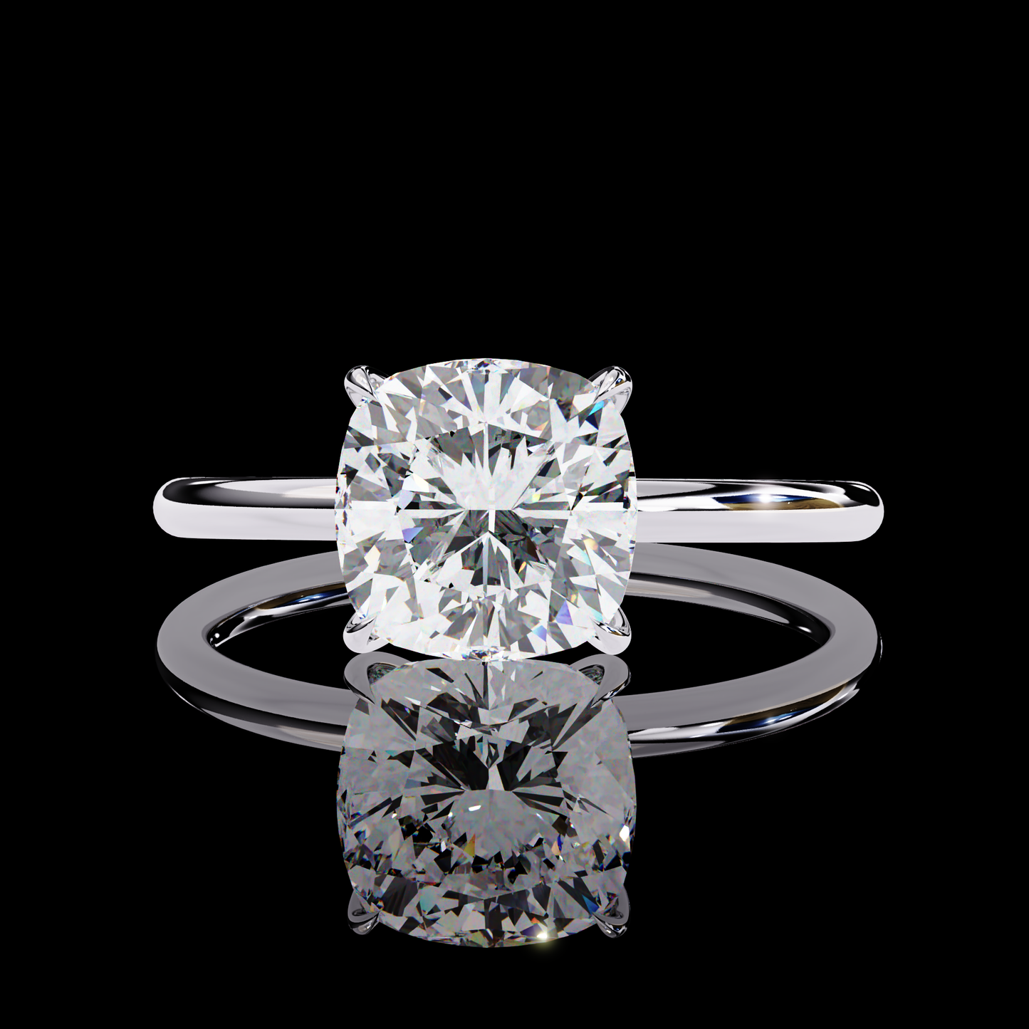 2.65 Carat Cushion Cut LAB Diamond Solitaire Engagement Ring White Gold