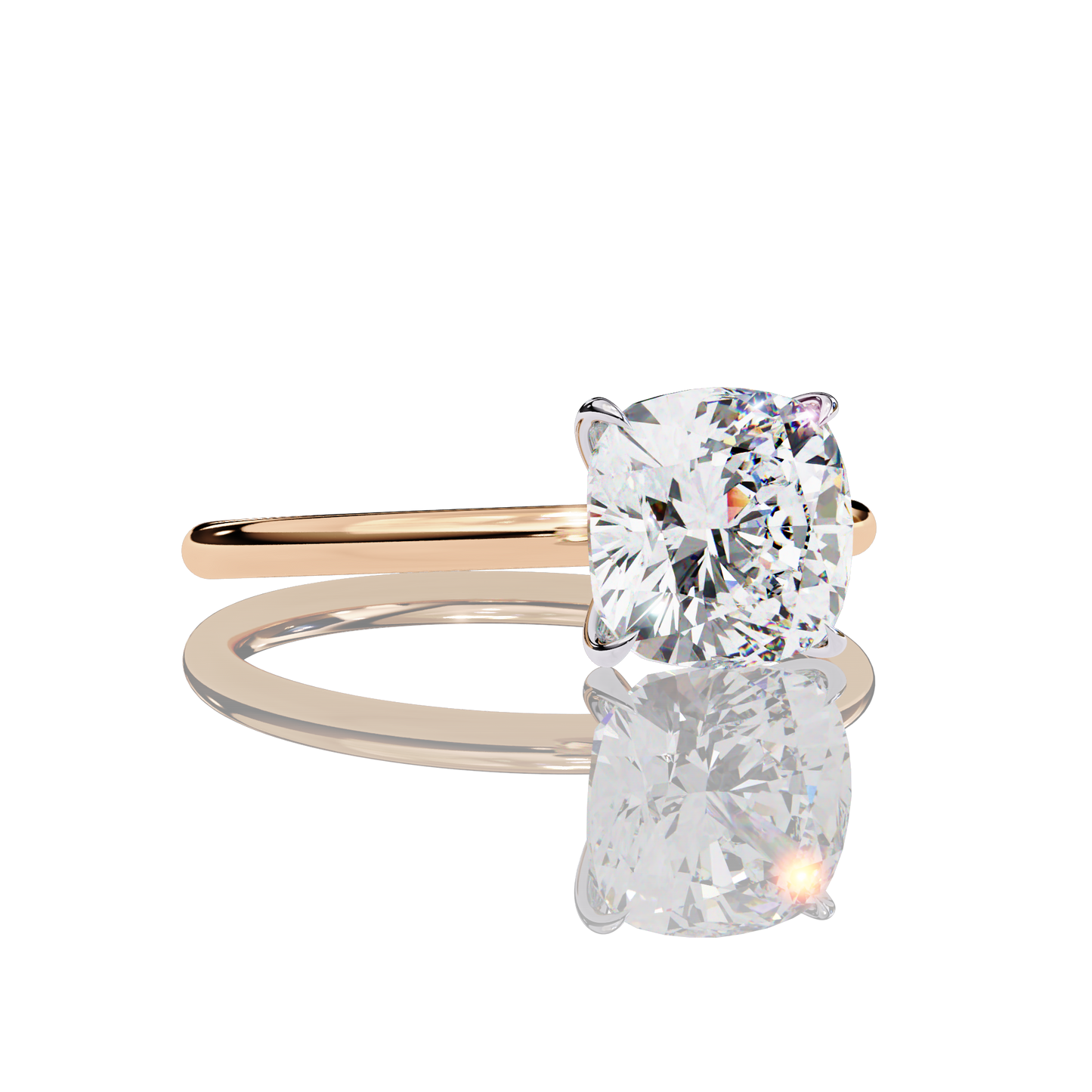 2.65 Carat Cushion Cut LAB Diamond Solitaire Engagement Ring ROSE GOLD