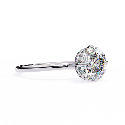 Secret Halo Round Cut Lab Diamond Solitaire Engagement Ring White Gold