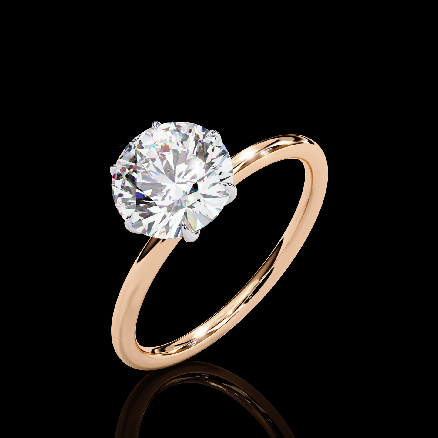 1.57 Carat Round Cut LAB Diamond Solitaire Engagement Ring ROSE GOLD