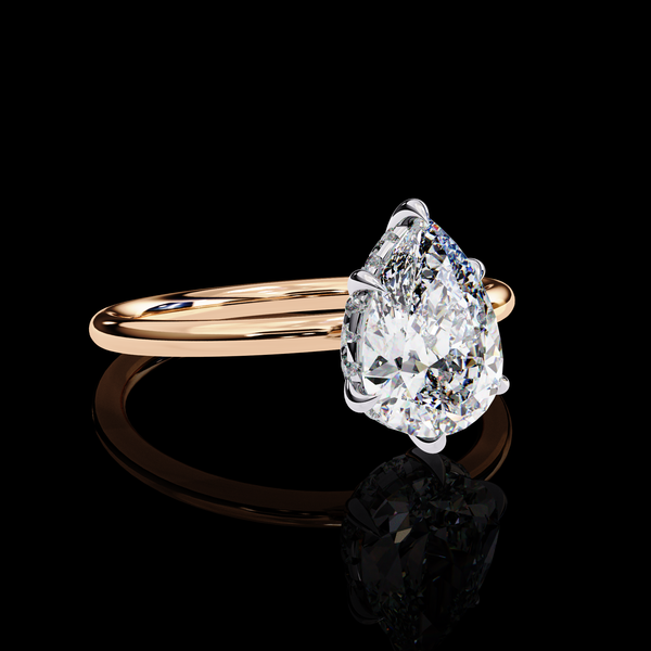 1.81 Carat Pear Cut LAB Diamond Solitaire Engagement Ring ROSE  GOLD