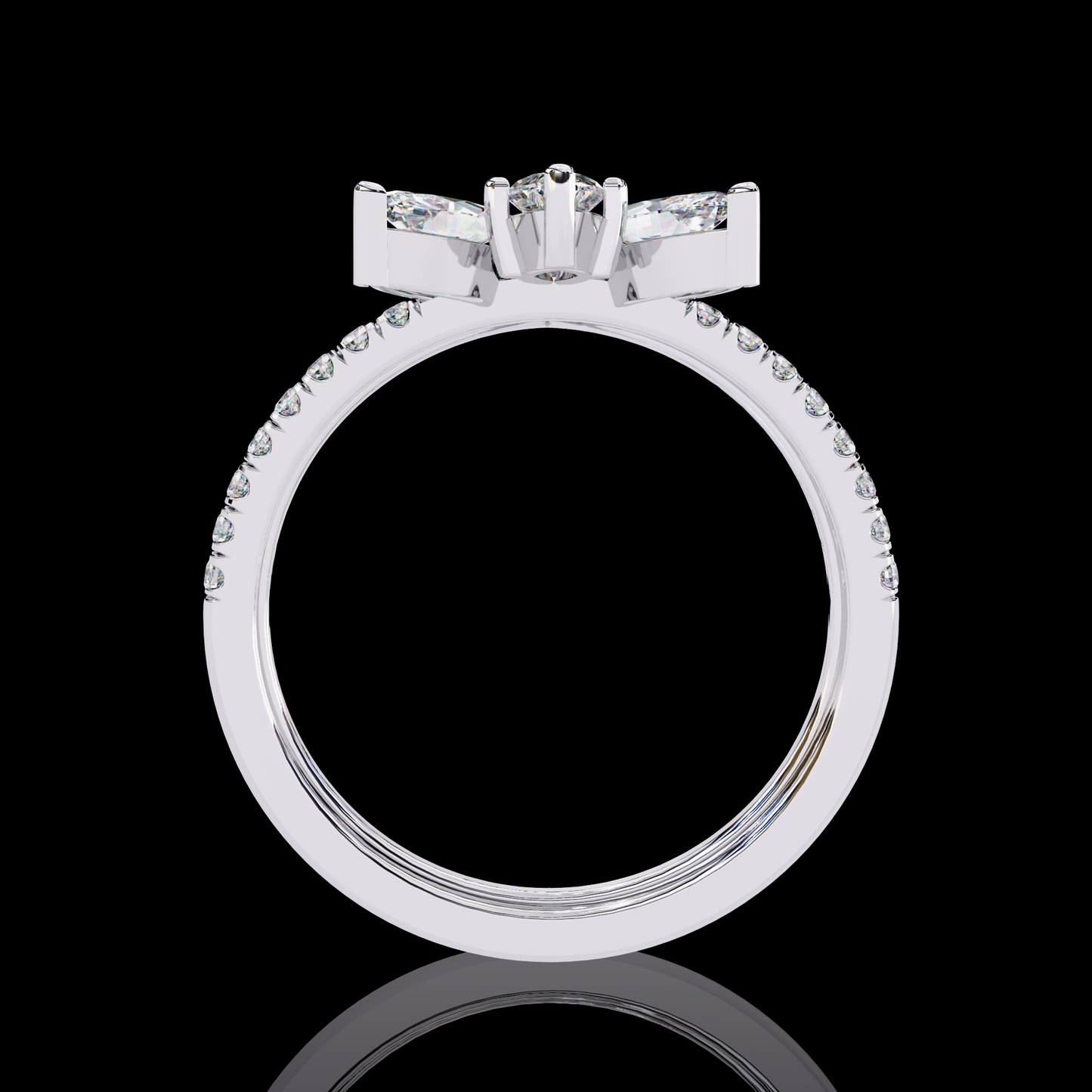 Open Pear Crown Diamond Ring for Women Luxury