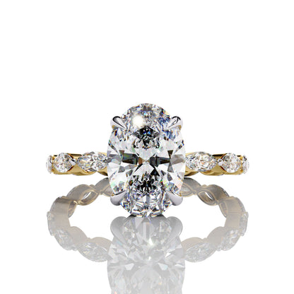 Front of Jared Jewelry inspired Oval Cut Lab Diamond Love Ring for Women 