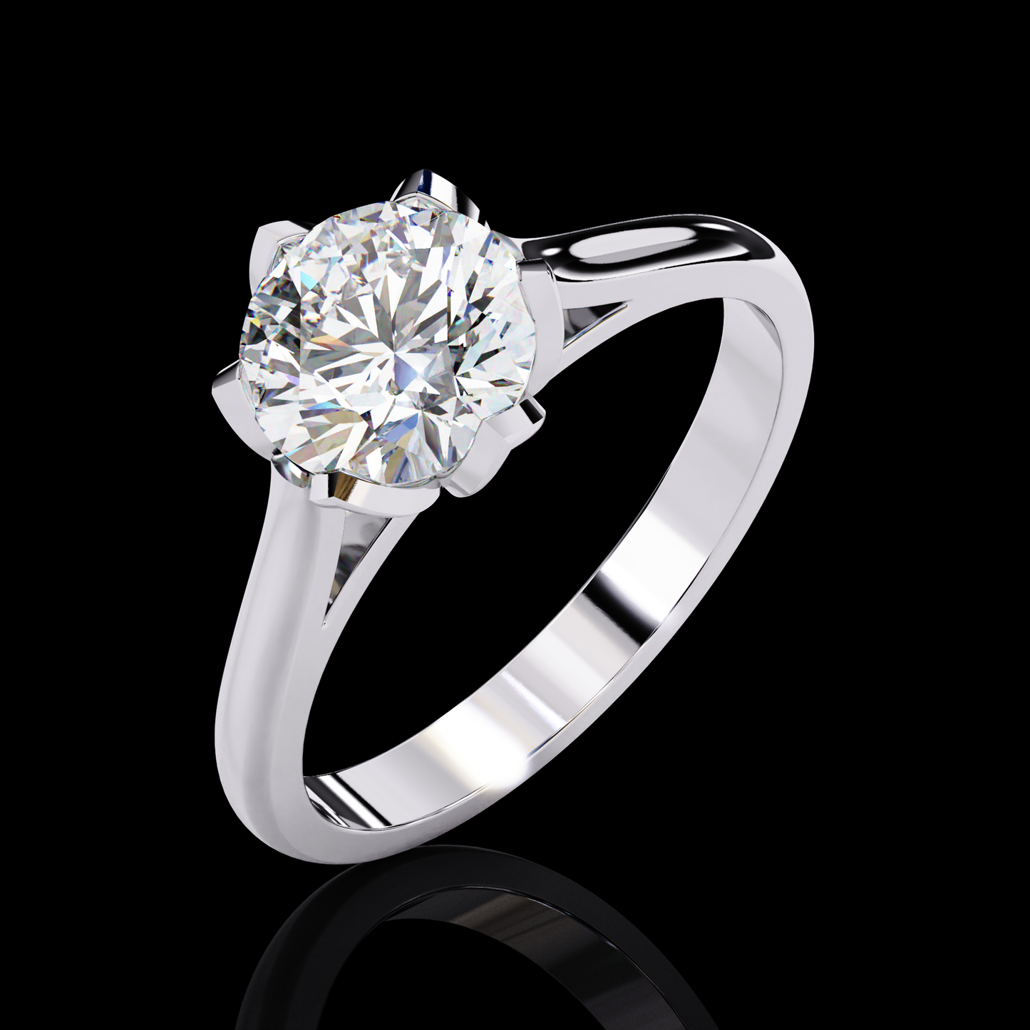 Aveline Round Cut LAB Diamond Solitaire Engagement Ring White Gold