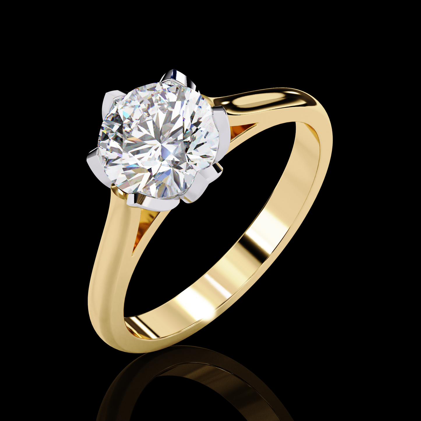 Aveline Round Cut LAB Diamond Solitaire Engagement Ring GOLD