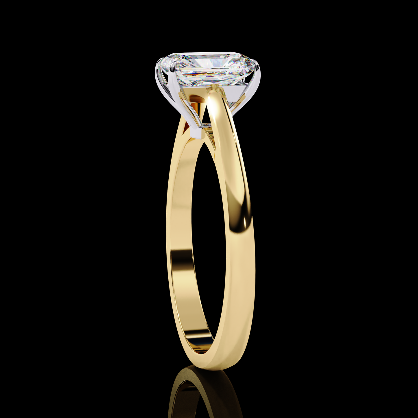 Four Prong Emerald Cut Solitaire Ring Gold