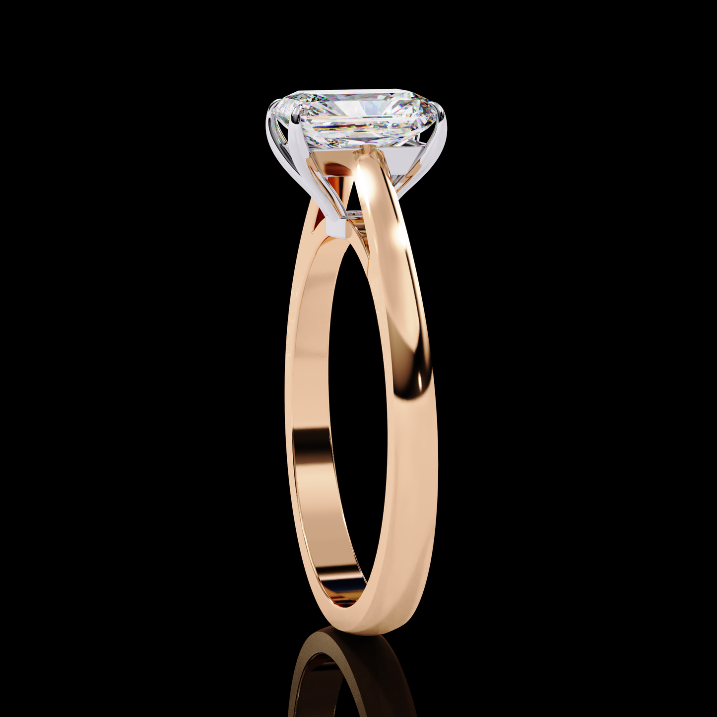 Four Prong Emerald Cut Solitaire Ring Rose Gold