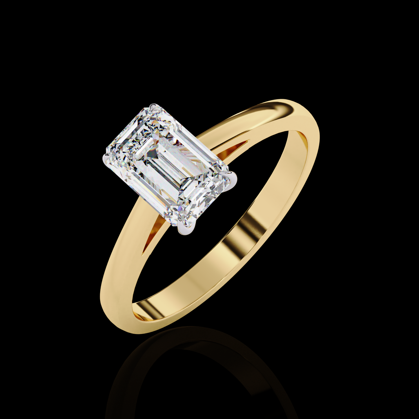 Four Prong Emerald Cut Solitaire Ring Gold