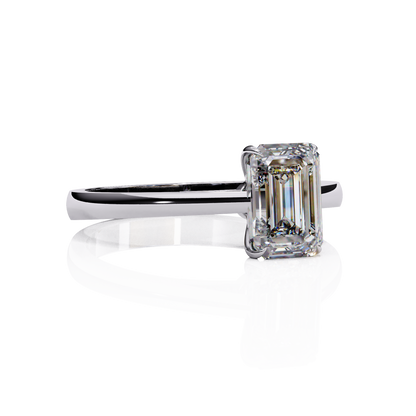Four Prong Emerald Cut Solitaire Ring White Gold