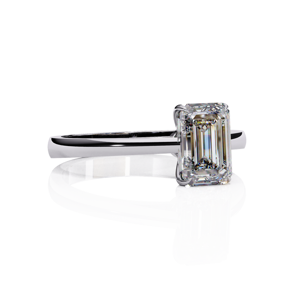 Four Prong Emerald Cut Solitaire Ring White Gold