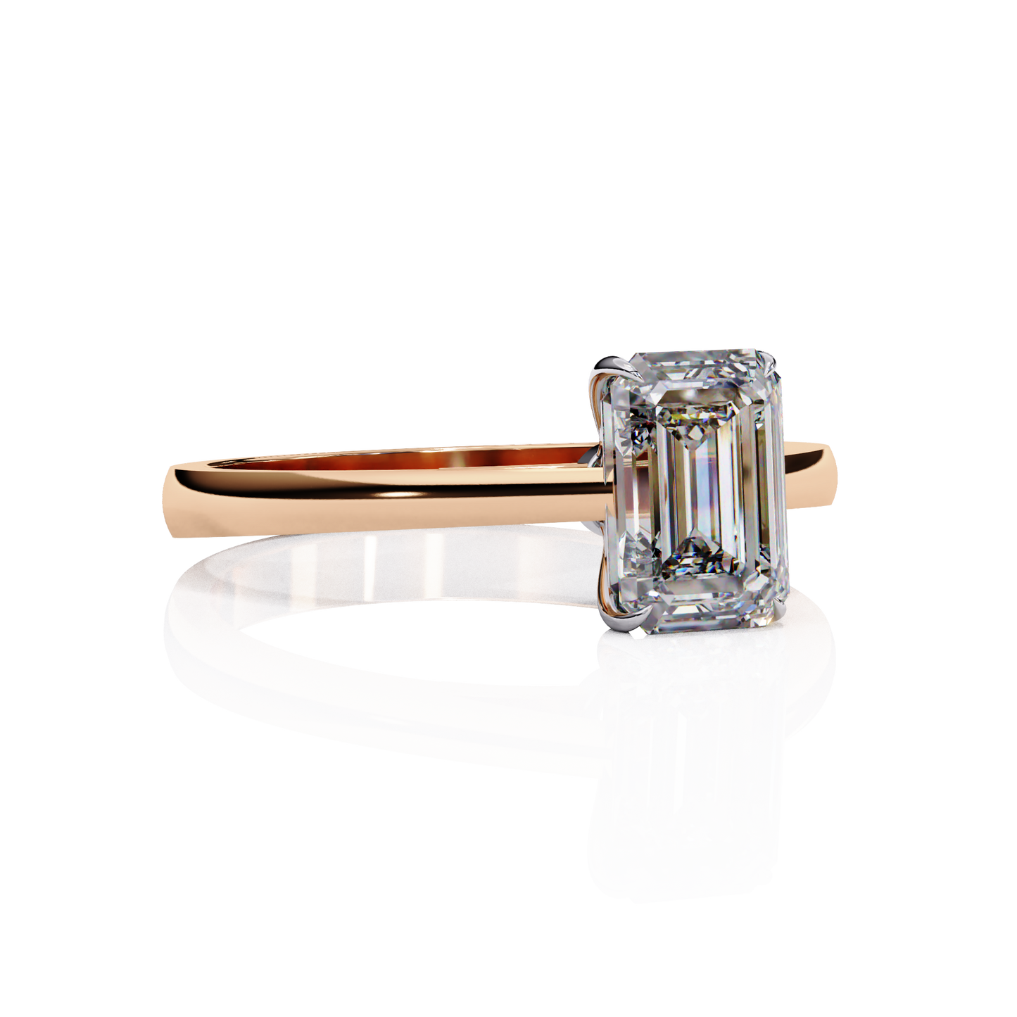 Four Prong Emerald Cut Solitaire Ring Rose Gold