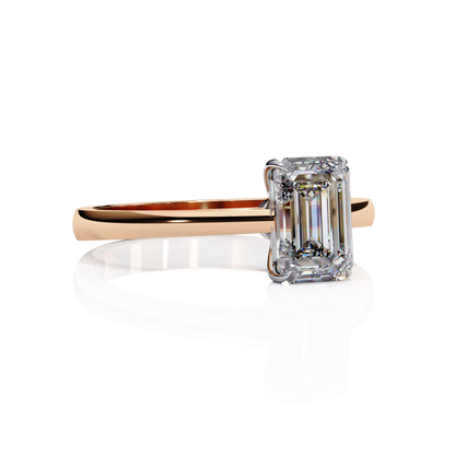 Four Prong Emerald Cut Solitaire Ring Rose Gold