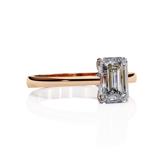 Four Prong Emerald Cut Solitaire Ring Rose Gold