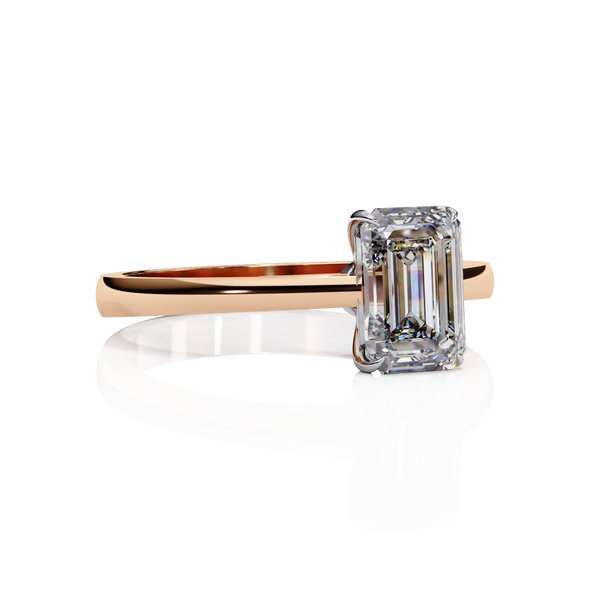 Four Prong Emerald Cut Solitaire Ring Rose Gold
