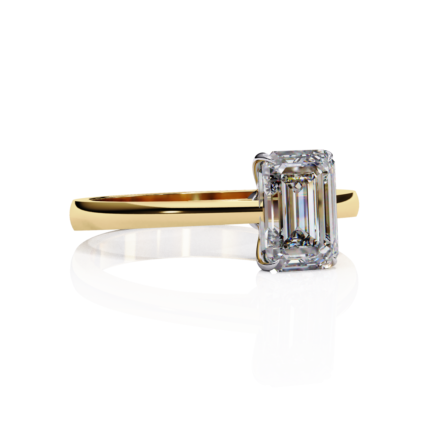 Four Prong Emerald Cut Solitaire Ring Gold