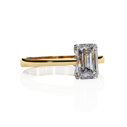 Four Prong Emerald Cut Solitaire Ring Gold