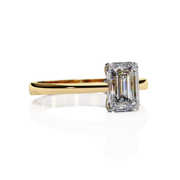 Four Prong Emerald Cut Solitaire Ring Gold