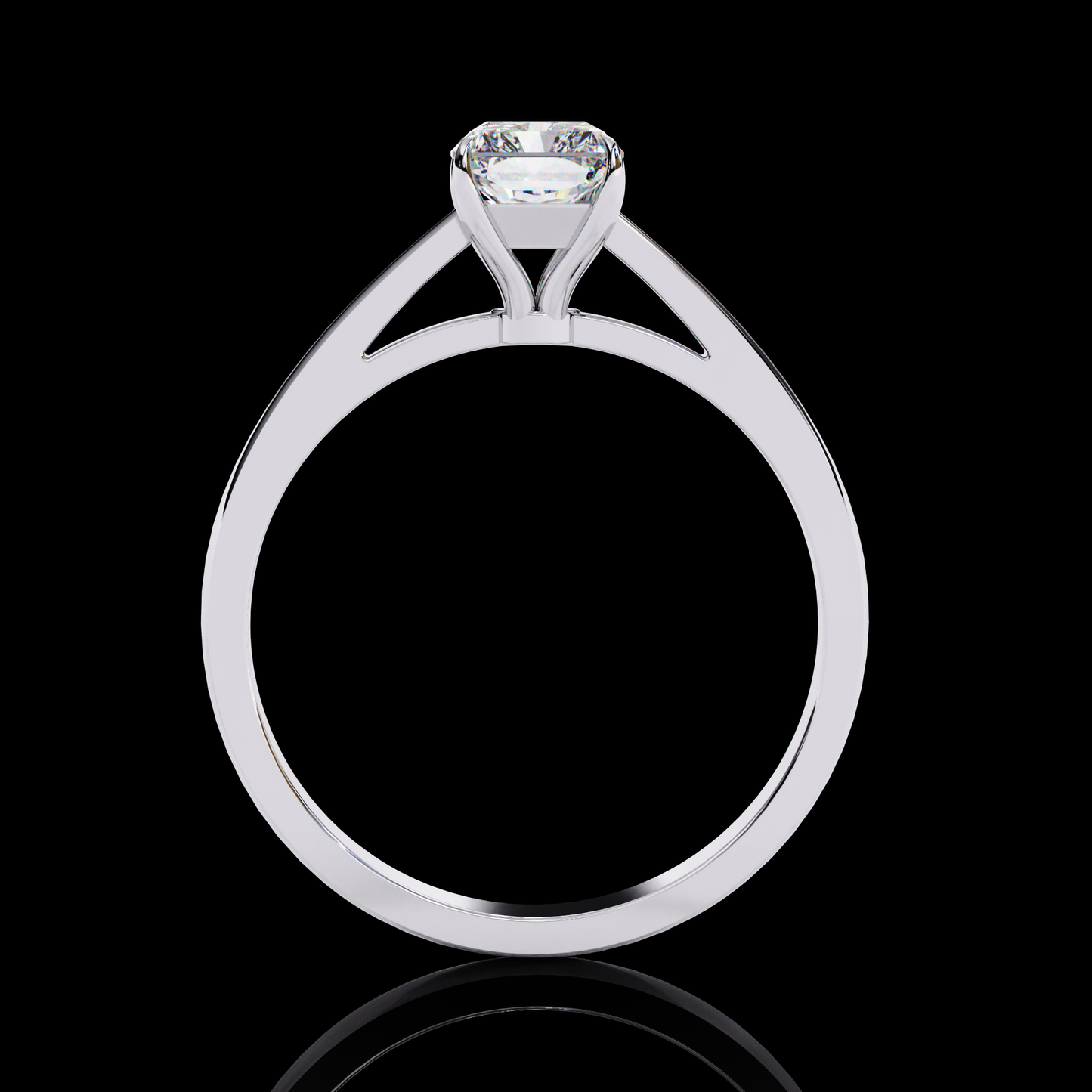 Four Prong Emerald Cut Solitaire Ring White Gold